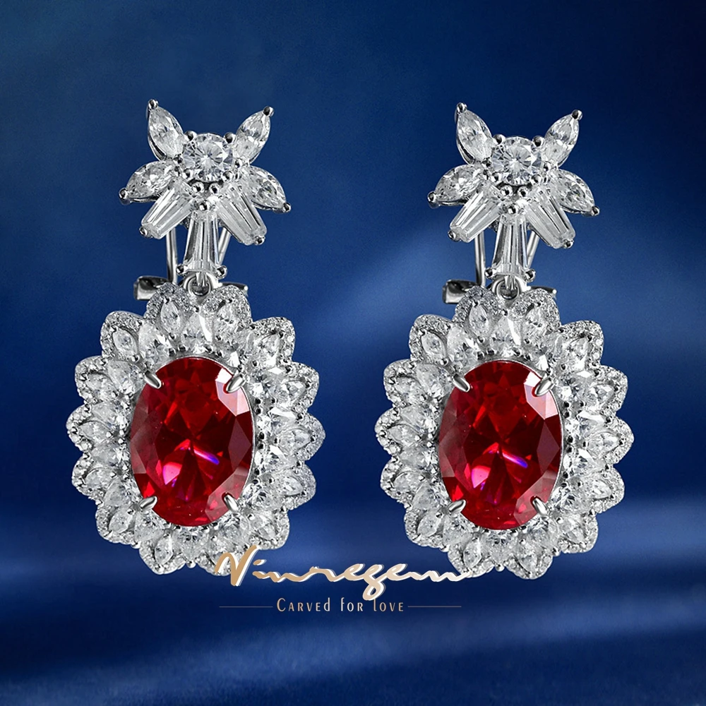 Vinregem 10*14 MM Oval Cut Ruby Sapphire High Carbon Diamond Gemstone Drop Earrings Studs 925 Sterling Silver Fine Jewelry Gifts
Vinregem 10*14 MM Oval Cut Ruby Sapphire High Carbon Diamond Gemstone Drop Earrings Studs 925 Sterling Silver Fine Jewelry Gifts