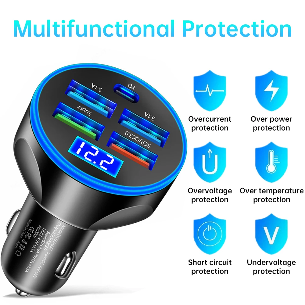 4USB PD 250W Car Charger Type C Fast Charging Auto Mobile Phone Adapter For iPhone Samsung Huawei Xiaomi QC 3.0
4USB PD 250W Car Charger Type C Fast Charging Auto Mobile Phone Adapter For iPhone Samsung Huawei Xiaomi QC 3.0