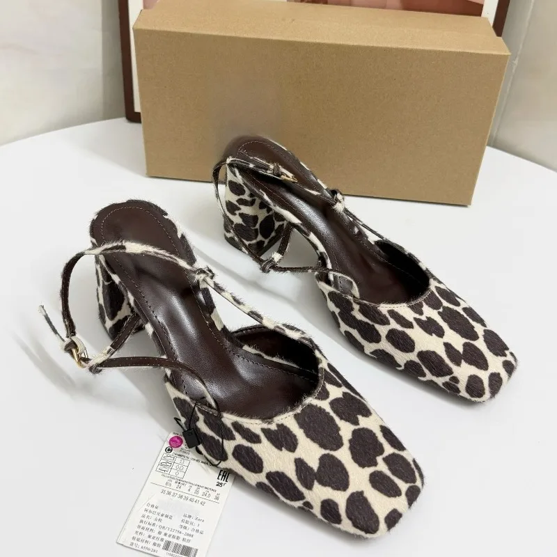 Women Vintage Leopard Print Slingback Heels Women Sandals Square Toe Buckle Strap Backless Block Mid Heel Gladiator Daily Pumps
Women Vintage Leopard Print Slingback Heels Women Sandals Square Toe Buckle Strap Backless Block Mid Heel Gladiator Daily Pumps