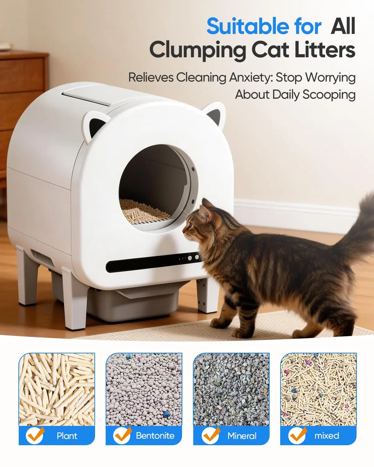 Automatic Litter Box, 68L Self-Cleaning Cat Litter Box Large Capacity for Multiple Cats, App Control, Dual Safety, Custom
Automatic Litter Box, 68L Self-Cleaning Cat Litter Box Large Capacity for Multiple Cats, App Control, Dual Safety, Custom