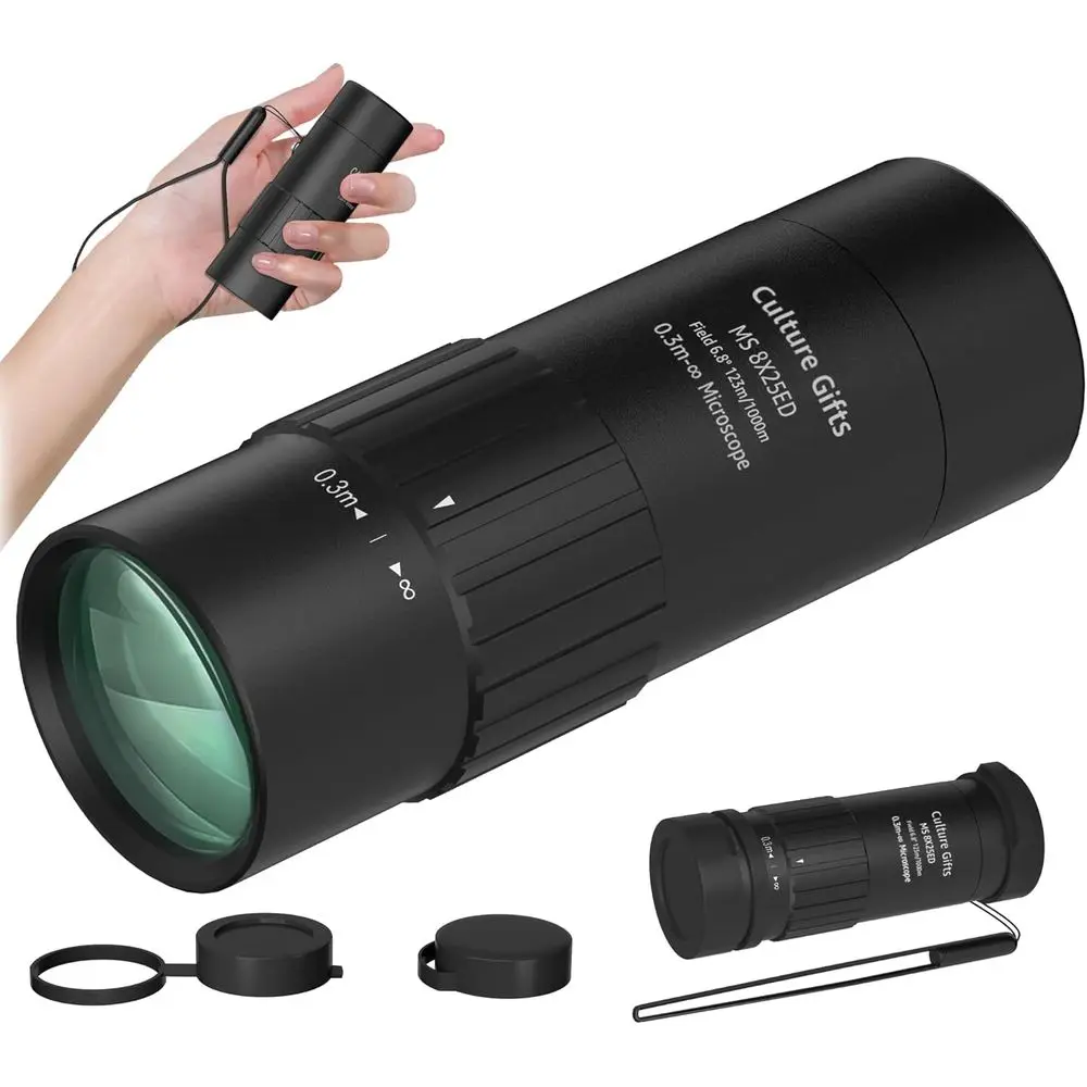 Compact High-Power 8x25mm Monocular for Adults - Clear Viewing, Easy Focus, Multi-Coated Lens, BAK-4 Prism, 18mm Eyepiece, Twist
Compact High-Power 8x25mm Monocular for Adults - Clear Viewing, Easy Focus, Multi-Coated Lens, BAK-4 Prism, 18mm Eyepiece, Twist
