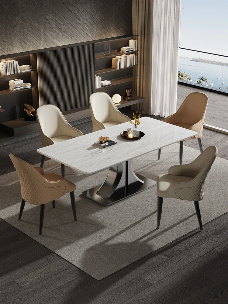 Supercrystalline stone dining table and chair combination, marble rectangular microcrystalline stone dining table,
Supercrystalline stone dining table and chair combination, marble rectangular microcrystalline stone dining table,