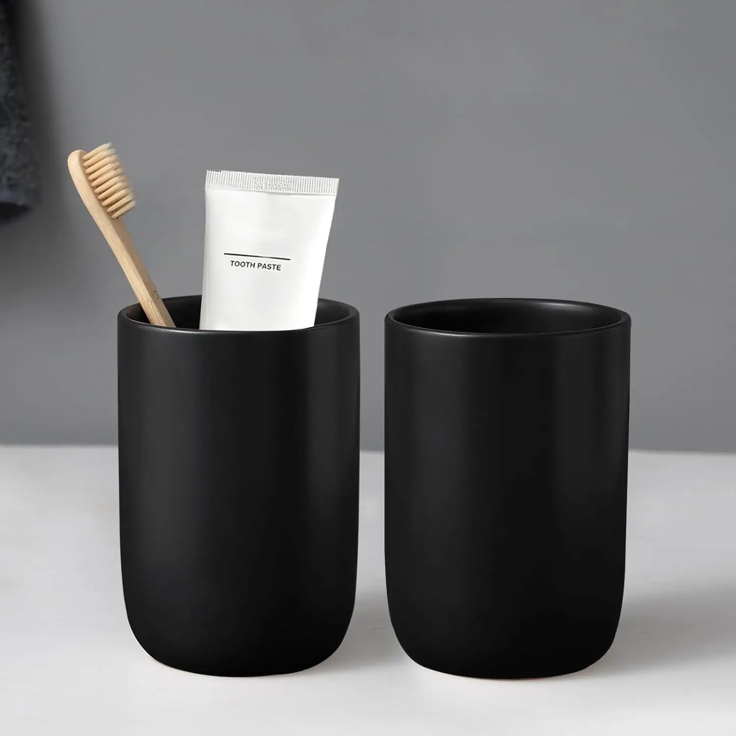 Matte Black Ceramic Toothbrush Holders Set for Bathroom - 2 Cups Organizer, Reusable Tumbler for Toothpaste and Mouthwash
Matte Black Ceramic Toothbrush Holders Set for Bathroom - 2 Cups Organizer, Reusable Tumbler for Toothpaste and Mouthwash