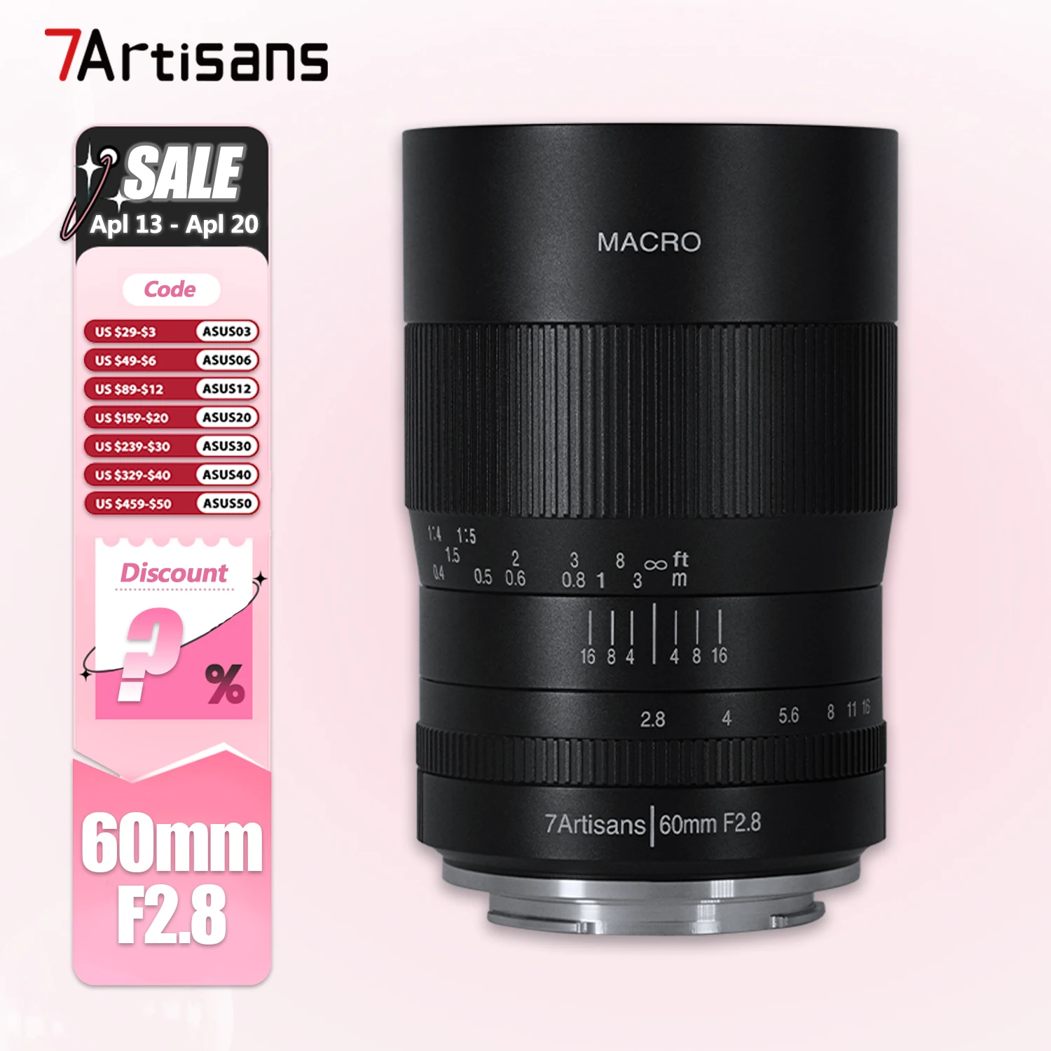 7artisans APS-C 60mm F2.8 Macro Lens for Camera Insect Photography with Sony E Mount A5000 A6400 A7RIII ZVE10 FS5 FS7
7artisans APS-C 60mm F2.8 Macro Lens for Camera Insect Photography with Sony E Mount A5000 A6400 A7RIII ZVE10 FS5 FS7