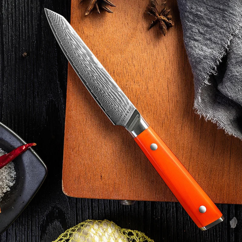 4.5 Inch Utility Knife 67-layers Damascus AUS10 Steel Blade Hexagonal G10 Handle Sharp Paring Chef Cleaver Peeling Kitchen Knife
4.5 Inch Utility Knife 67-layers Damascus AUS10 Steel Blade Hexagonal G10 Handle Sharp Paring Chef Cleaver Peeling Kitchen Knife