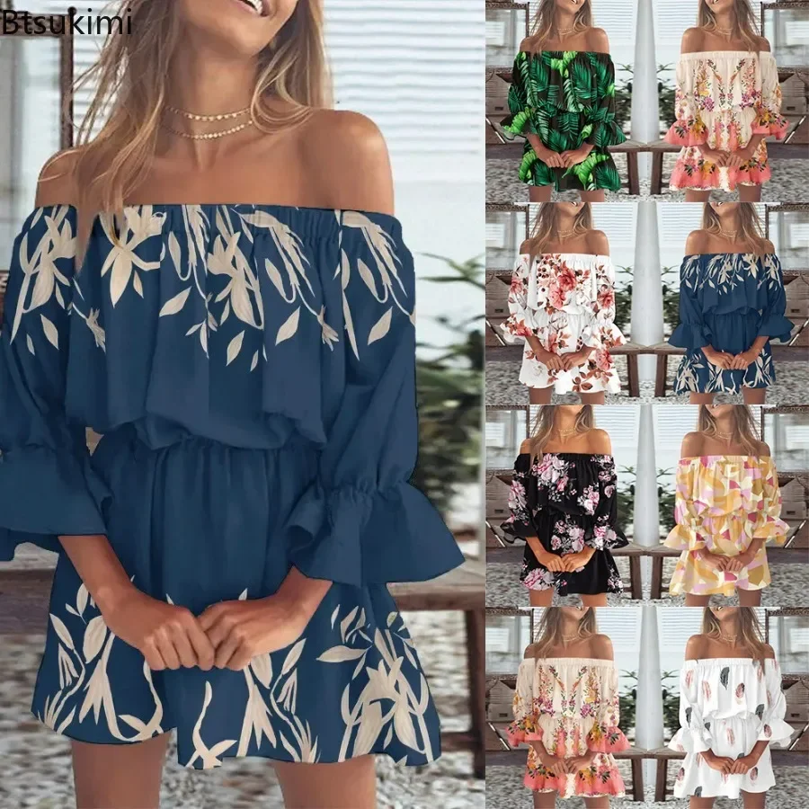 2025 Women's Summer Casual Dress Sexy Off Shoulder Floral Print Flare Sleeve Tunic V-Neck Batwing Sleeve Lace-Up Dresses Vestido
2025 Women's Summer Casual Dress Sexy Off Shoulder Floral Print Flare Sleeve Tunic V-Neck Batwing Sleeve Lace-Up Dresses Vestido