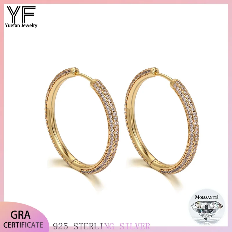 S925 silver Moissanite round women's earrings 30mm plated with 18k gold VVS-certified, simple and elegant hip-hop ear buckles
S925 silver Moissanite round women's earrings 30mm plated with 18k gold VVS-certified, simple and elegant hip-hop ear buckles