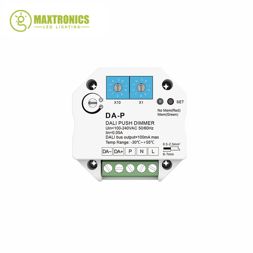 100-240VAC Small DALI Dimmer Push Dim Controller Memory Function Address Program/Dim Speed Adjustable For DALI Drivers Ballasts
100-240VAC Small DALI Dimmer Push Dim Controller Memory Function Address Program/Dim Speed Adjustable For DALI Drivers Ballasts