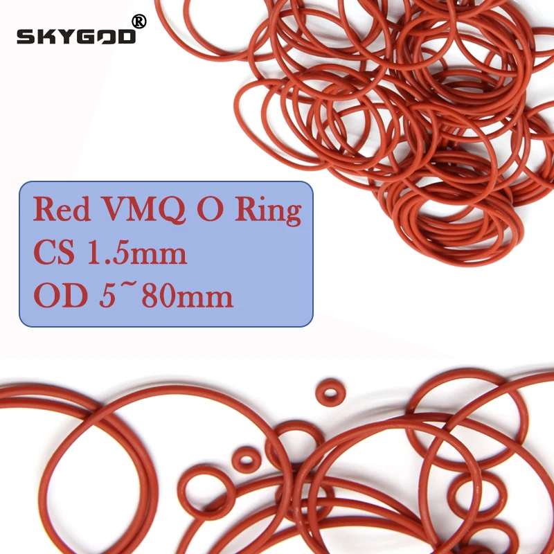 10/50pcs Red VMQ O-Ring Thickness CS 1.5mm OD 5mm ~ 80mm Food Grade Silicone Sealing Ring Waterproof & Insulated Gasket Washer
10/50pcs Red VMQ O-Ring Thickness CS 1.5mm OD 5mm ~ 80mm Food Grade Silicone Sealing Ring Waterproof & Insulated Gasket Washer