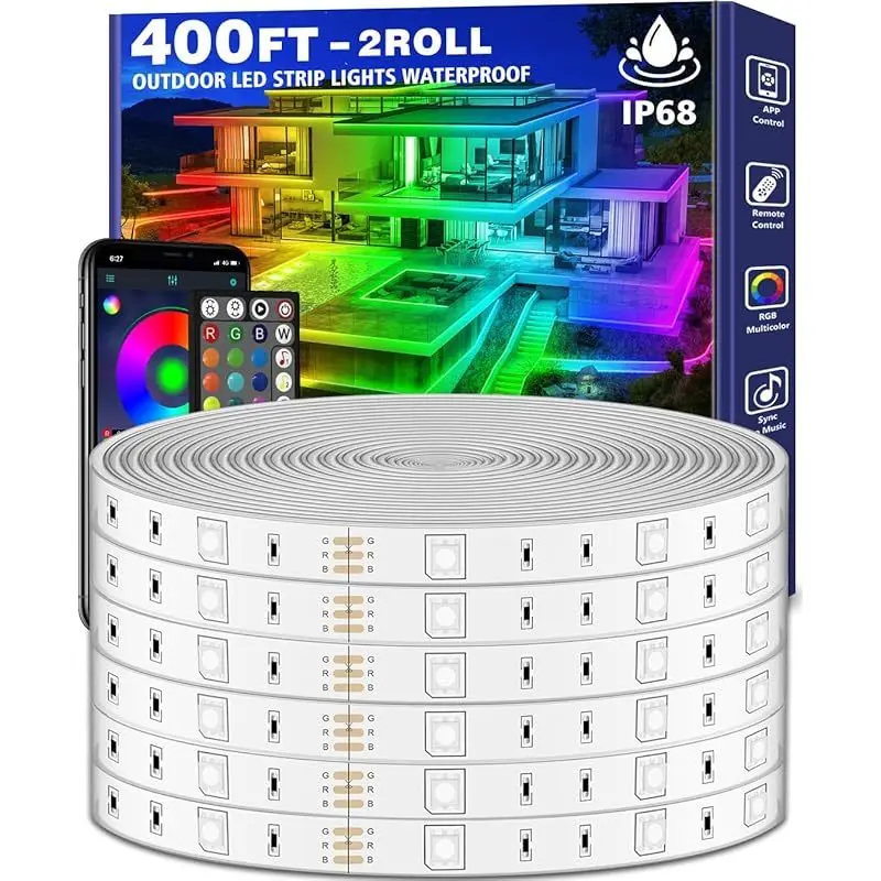 120m/400ft Outdoor LED Light Strip Waterproof, Music Synchronized RGB External LED Rope Light Strip Self-Adhesive for Rooftops 
120m/400ft Outdoor LED Light Strip Waterproof, Music Synchronized RGB External LED Rope Light Strip Self-Adhesive for Rooftops