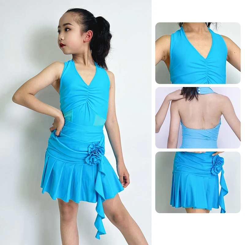 Latin Dance Suit Summer Halter Blue Dress Skirts Set Children Performance Wear Rumba Cha Cha Practice Clothes Girls Clothes 1871
Latin Dance Suit Summer Halter Blue Dress Skirts Set Children Performance Wear Rumba Cha Cha Practice Clothes Girls Clothes 1871