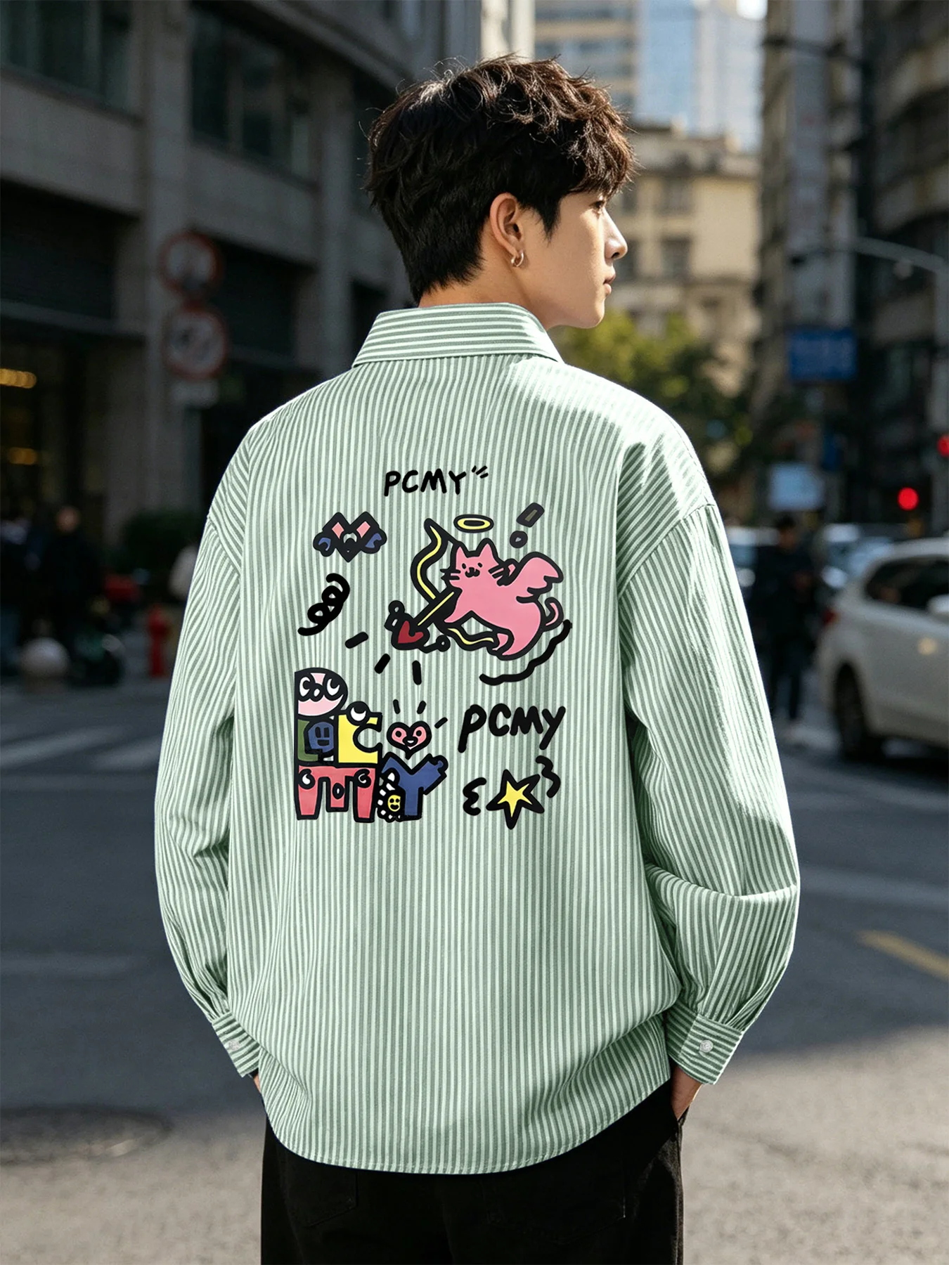 Spring and autumn new men's clothing fun cartoon healing style casual long-sleeve simple shirt
Spring and autumn new men's clothing fun cartoon healing style casual long-sleeve simple shirt