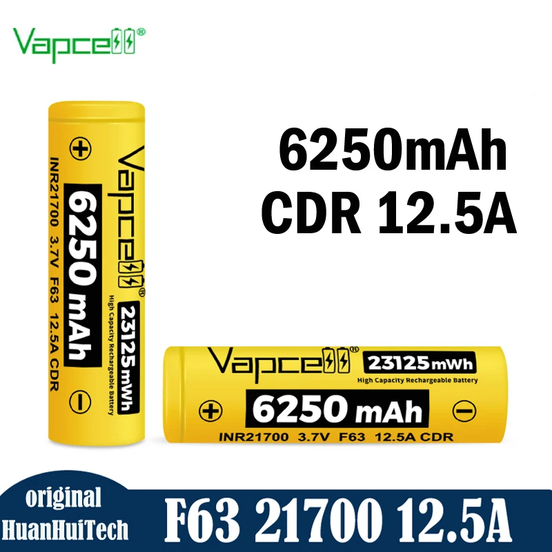 Оригинальная литиевая аккумуляторная батарея Vapcell INR 21700 6250 мАч F63 3,7 В CDR 12,5A 21700 батарея большой емкости для фонарика 
Оригинальная литиевая аккумуляторная батарея Vapcell INR 21700 6250 мАч F63 3,7 В CDR 12,5A 21700 батарея большой емкости для фонарика