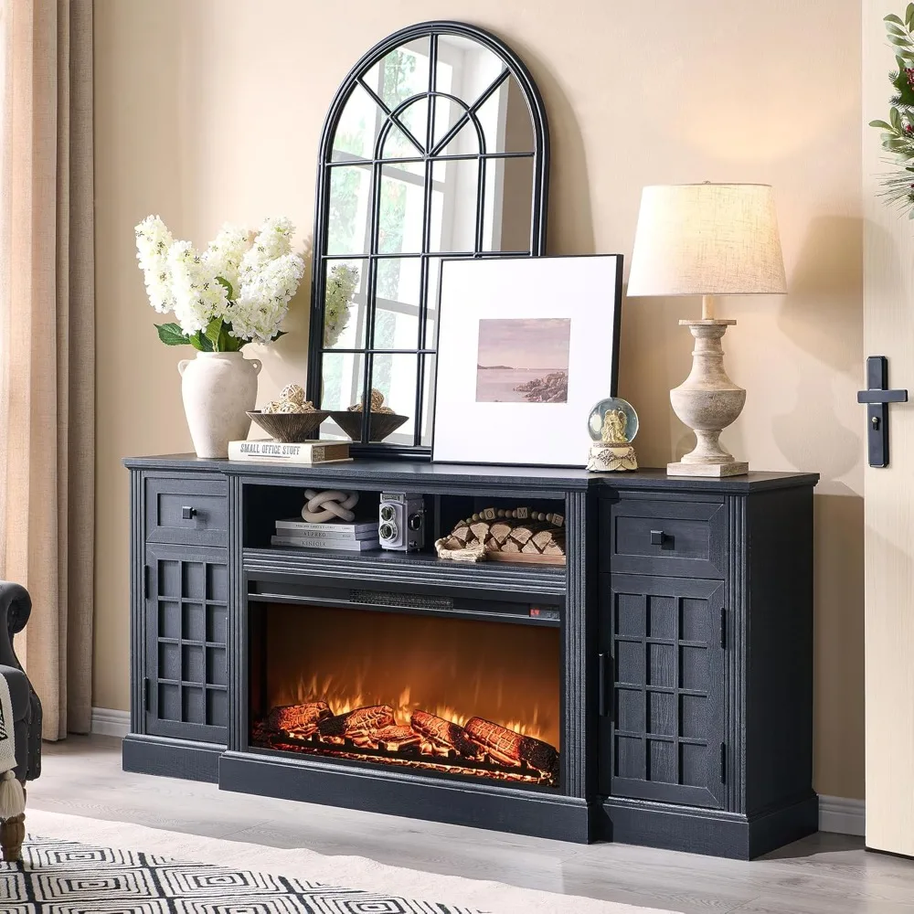 TV Stand with Fireplace for up-to-80 TV,Farmhouse 70"Entertainment Center with 36" Electric Fireplace,TV Console with Grid-Door
TV Stand with Fireplace for up-to-80 TV,Farmhouse 70"Entertainment Center with 36" Electric Fireplace,TV Console with Grid-Door
