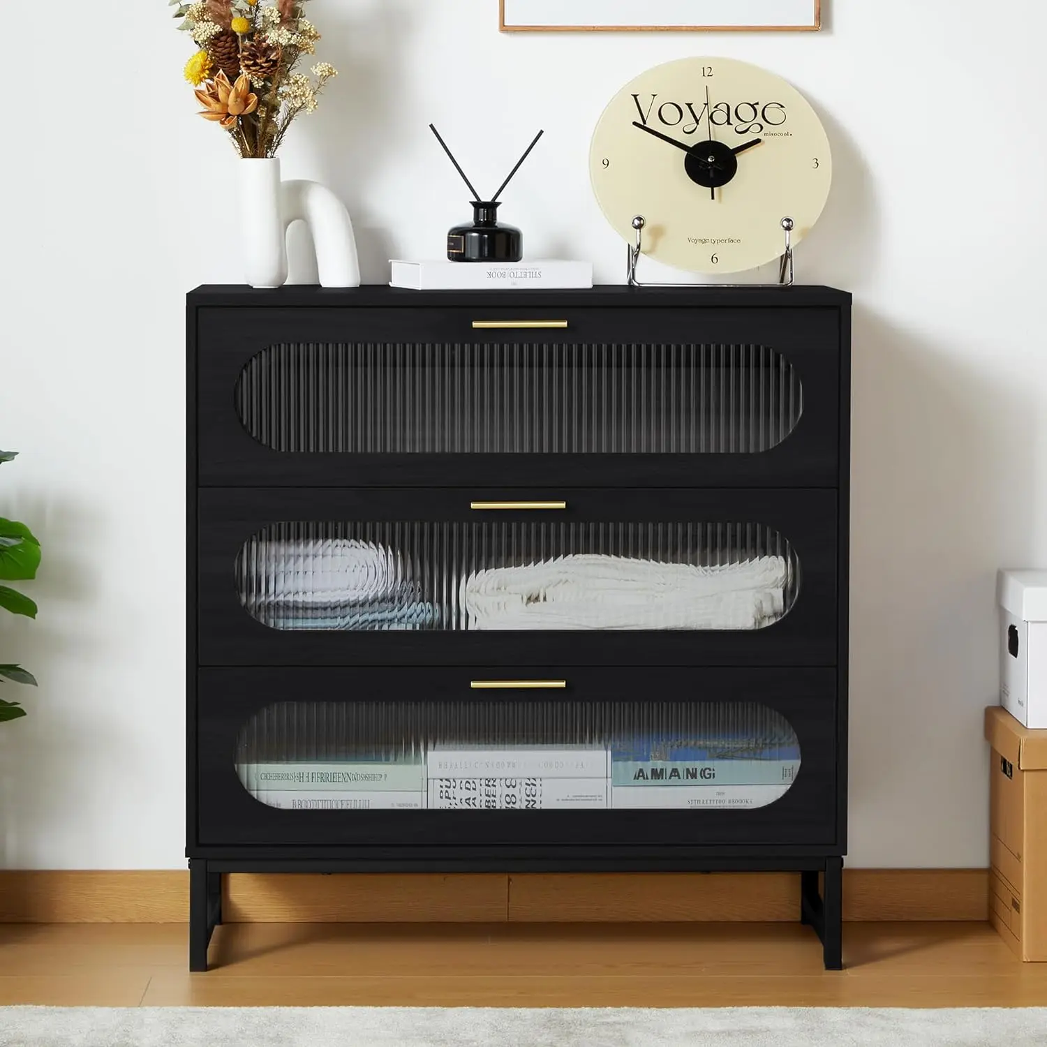 Wooden Dresser with Tempered Glass Drawers and Metal Handle, Chest of Drawers Dresser for Bedroom, Living Room, Entryway
Wooden Dresser with Tempered Glass Drawers and Metal Handle, Chest of Drawers Dresser for Bedroom, Living Room, Entryway