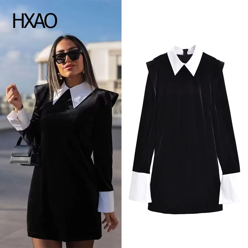 Мини-платья HXAO, женское бархатное черное платье, Лоскутная рубашка, платья с длинным рукавом, Модные Повседневные платья, элегантное женское платье 2024
Мини-платья HXAO, женское бархатное черное платье, Лоскутная рубашка, платья с длинным рукавом, Модные Повседневные платья, элегантное женское платье 2024