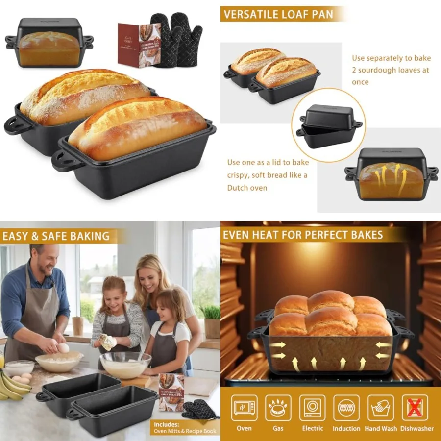 Cast Iron Loaf Pan with Lid 9x5 Inch - Bread Baking Pans for Homemade Bread, 2 Piece Set
Cast Iron Loaf Pan with Lid 9x5 Inch - Bread Baking Pans for Homemade Bread, 2 Piece Set