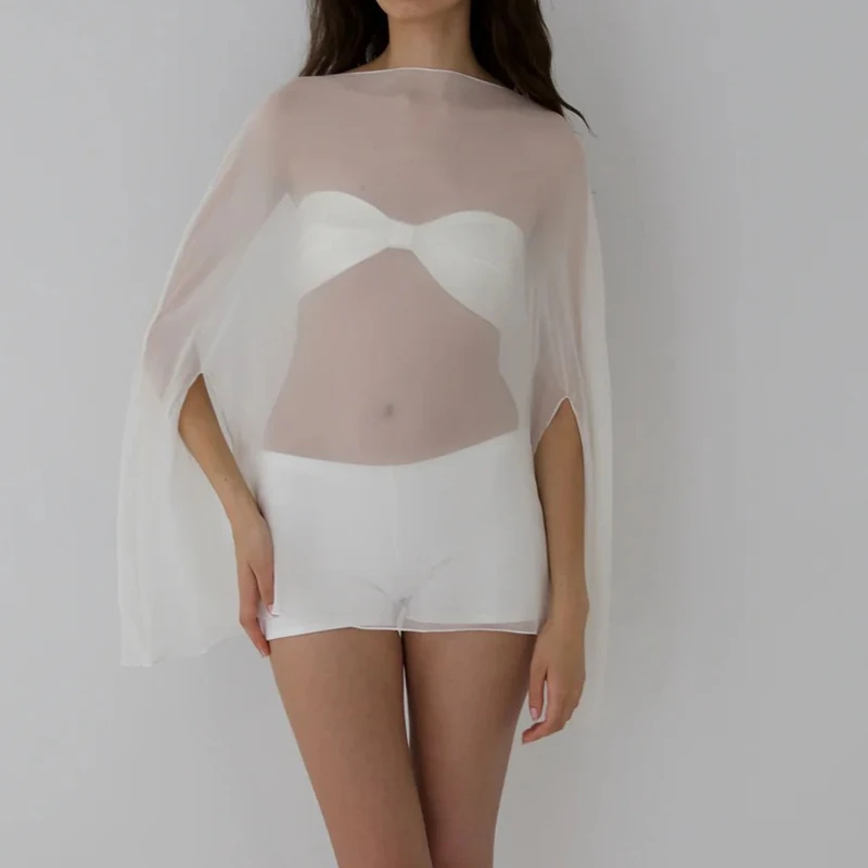 Womens Sheer Chiffon Cape Sleeve Top Batwing Boat Neck Loose Flowy See Thru Blouse Bikini Cover Up Vacation Beachwear
Womens Sheer Chiffon Cape Sleeve Top Batwing Boat Neck Loose Flowy See Thru Blouse Bikini Cover Up Vacation Beachwear