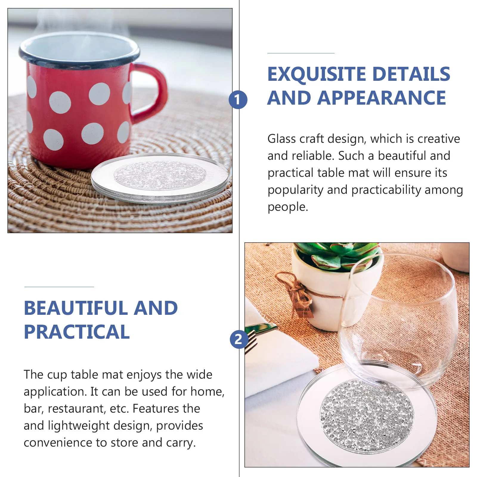 4Pcs Glass Cup Mat Set Creative Rounded Coasters Heat Insulation Tableplace for Home Restaurant Bar Coaster
4Pcs Glass Cup Mat Set Creative Rounded Coasters Heat Insulation Tableplace for Home Restaurant Bar Coaster