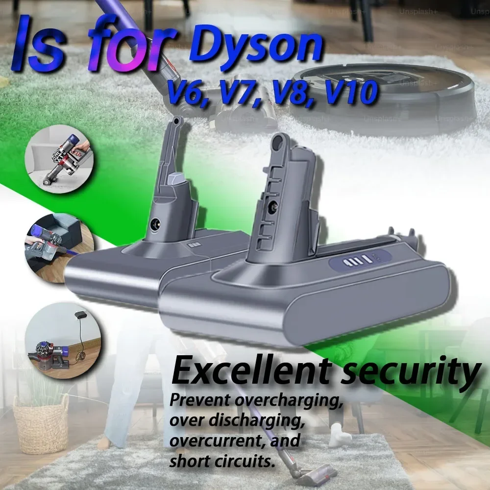 8Ah/6Ah Battery for Dyson V8 V7 V6 V10 Replacement Battery Large SV10 SV11 SV12 SV03 DC62 Absolute Vacuum Cleaner
8Ah/6Ah Battery for Dyson V8 V7 V6 V10 Replacement Battery Large SV10 SV11 SV12 SV03 DC62 Absolute Vacuum Cleaner