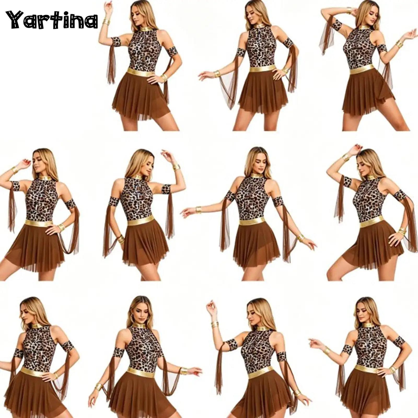 Womens Leopard Print Ballet Leotards Dance Dress Cavewomen Primitive Native Raves Cosplay Leotard Dress with Detachable Sleeves
Womens Leopard Print Ballet Leotards Dance Dress Cavewomen Primitive Native Raves Cosplay Leotard Dress with Detachable Sleeves