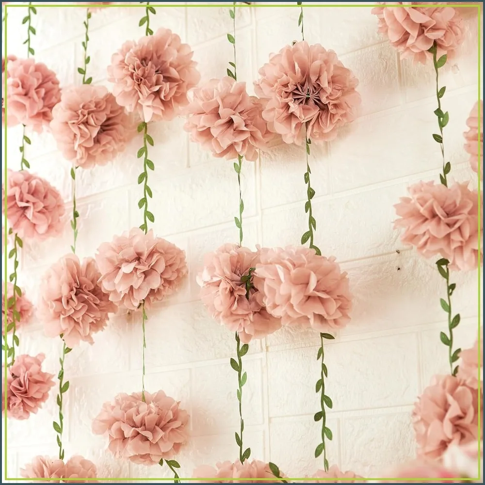 Pink Tissue Paper Pom Pom Garlands, Paper Flowers for Birthday, Baby Shower, Wedding, Spring Summer Party Decorations, 2 Pcs
Pink Tissue Paper Pom Pom Garlands, Paper Flowers for Birthday, Baby Shower, Wedding, Spring Summer Party Decorations, 2 Pcs