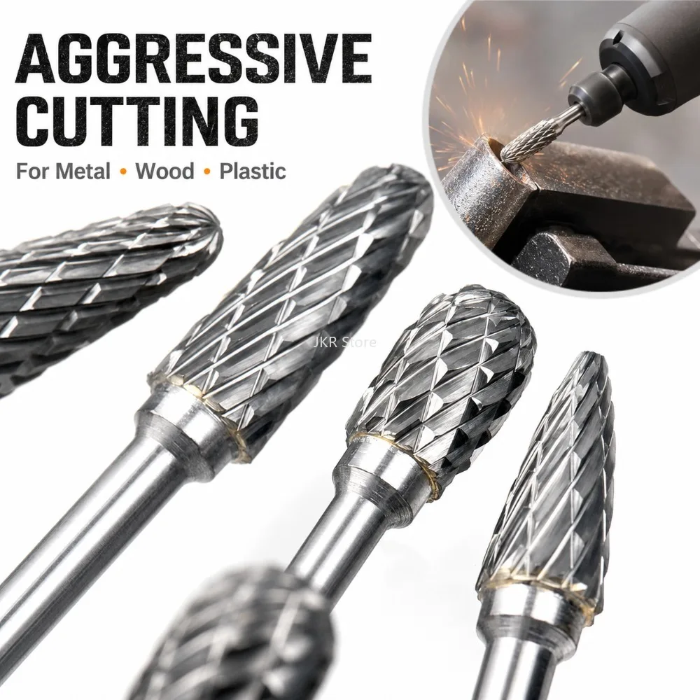 Carbide Burr Set 10Pcs Double Cut Slot 3mm Shank Die Grinder Bits for Dremel Rotary Tool Metal Carving Electric Grinding Use
Carbide Burr Set 10Pcs Double Cut Slot 3mm Shank Die Grinder Bits for Dremel Rotary Tool Metal Carving Electric Grinding Use