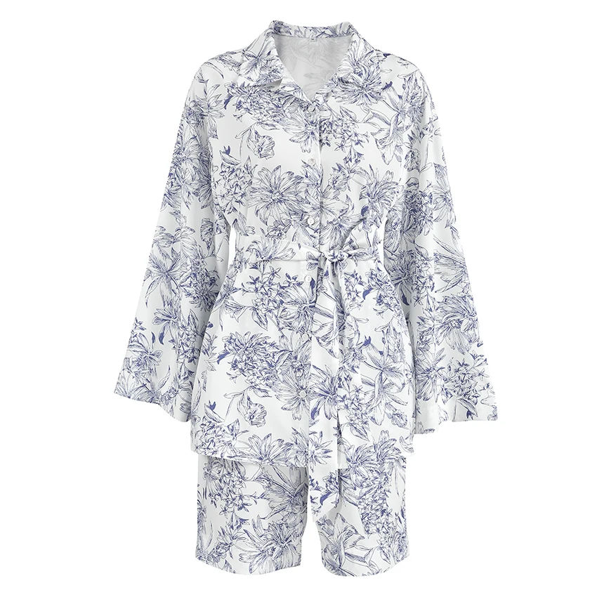 Linad Office Turn Down Collar Print Shirts And High Waist Shorts 2 Piece Sets Vintage Lace Up Top Suit Spring Loose Outfits 2025
Linad Office Turn Down Collar Print Shirts And High Waist Shorts 2 Piece Sets Vintage Lace Up Top Suit Spring Loose Outfits 2025