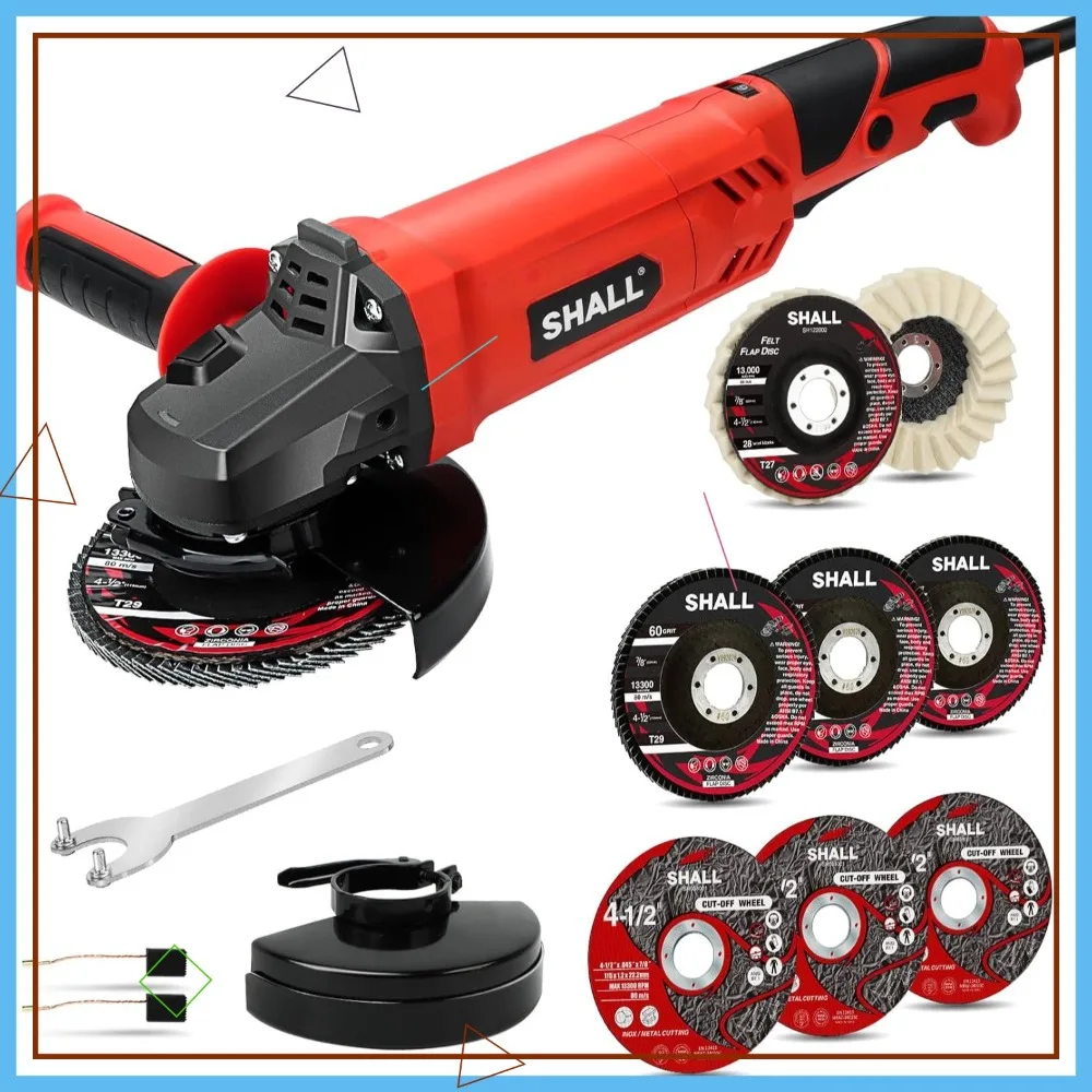 7.5Amp 4-1/2" Angle Grinder, 6-Speed 12000 RPM, 2 Safety Guards, Cutting Wheels, Flap Discs, Non-Slip Handle for Metal/Wood
7.5Amp 4-1/2" Angle Grinder, 6-Speed 12000 RPM, 2 Safety Guards, Cutting Wheels, Flap Discs, Non-Slip Handle for Metal/Wood