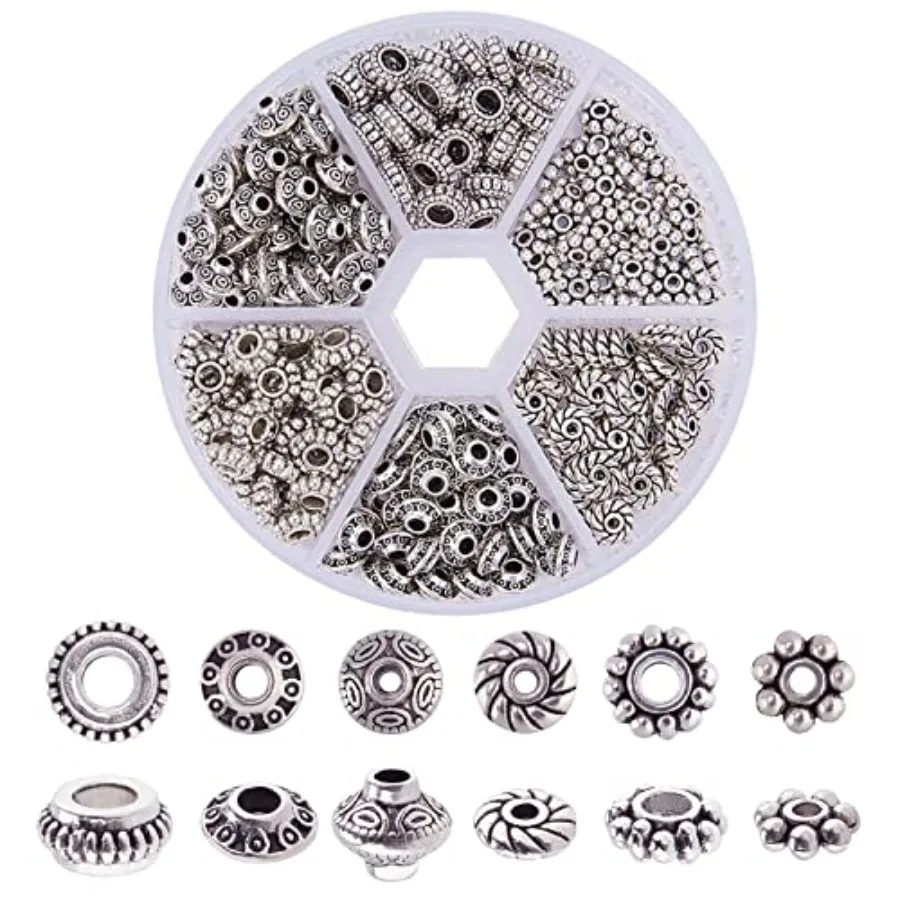 300pcs 6 Style Antique Silver Spacer Beads, Tibetan Metal Alloy Tube Spacers Flower Flat Rondelle Small Loose Beads for Bracele
300pcs 6 Style Antique Silver Spacer Beads, Tibetan Metal Alloy Tube Spacers Flower Flat Rondelle Small Loose Beads for Bracele
