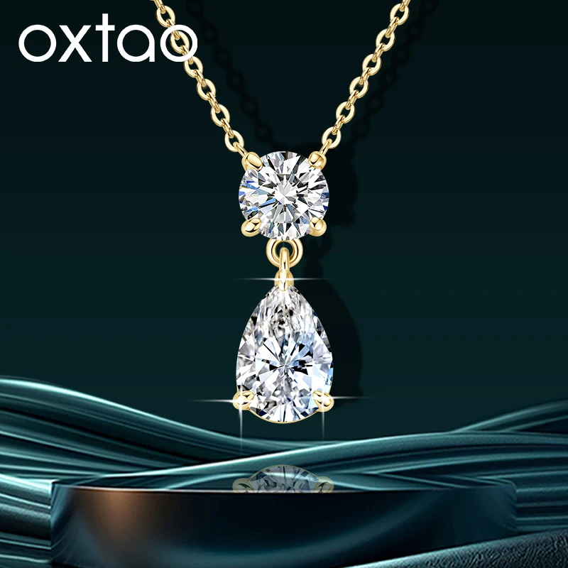 OXTAO Pear Waterdrop Cut Moissanite Necklace 2.5ct&1.0ct D VVS1 14K Gold Filled for Women Two-Stone Charm Jewelry Necklace Gift
OXTAO Pear Waterdrop Cut Moissanite Necklace 2.5ct&1.0ct D VVS1 14K Gold Filled for Women Two-Stone Charm Jewelry Necklace Gift
