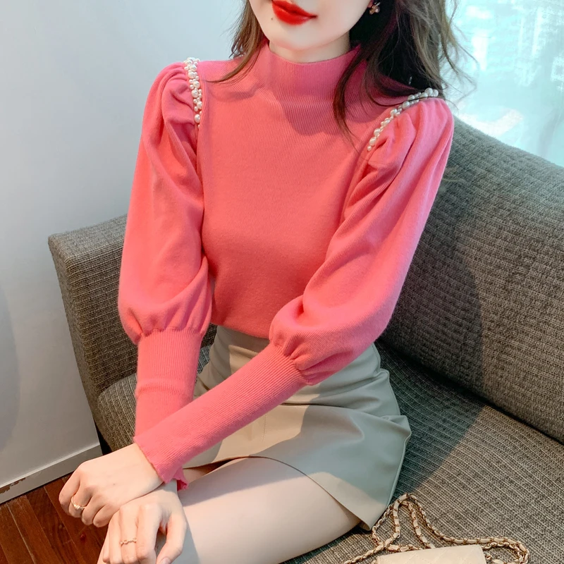 Женский вязаный свитер с высоким воротником, облегающий, с рукавами-фонариками, базовый топ, модный корейский стиль, для повседневной носки
Женский вязаный свитер с высоким воротником, облегающий, с рукавами-фонариками, базовый топ, модный корейский стиль, для повседневной носки
