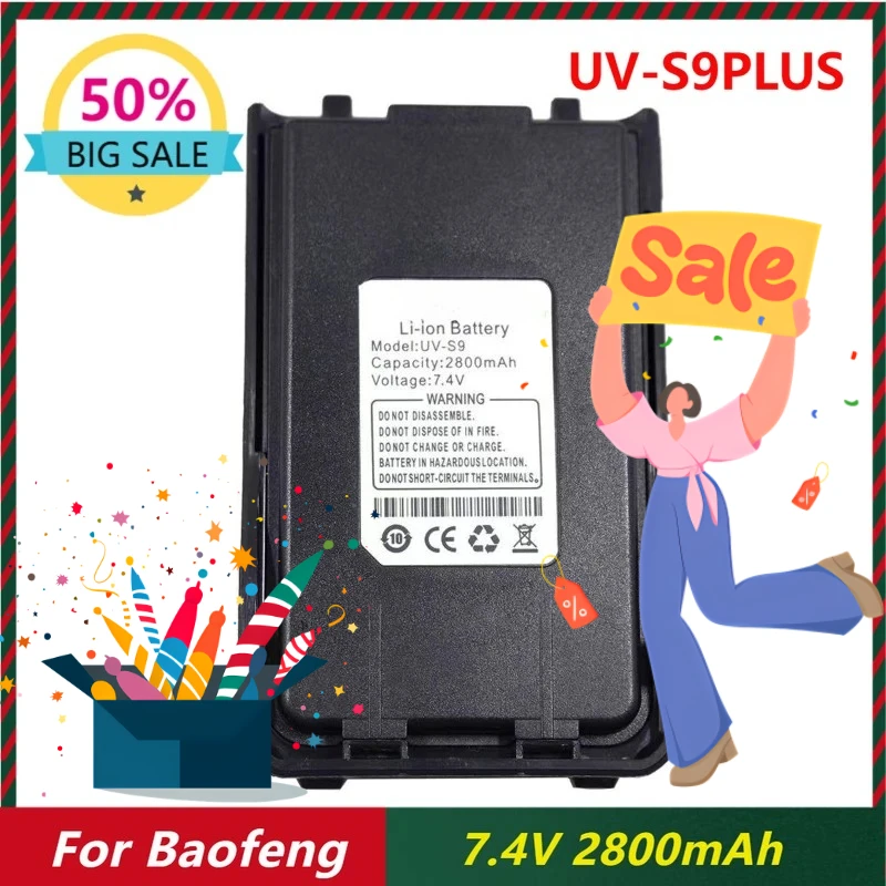 2800mAh for Baofeng UV-S9 Plus Battery Walkie Talkie Li-ion Batteries USB Charging
2800mAh for Baofeng UV-S9 Plus Battery Walkie Talkie Li-ion Batteries USB Charging