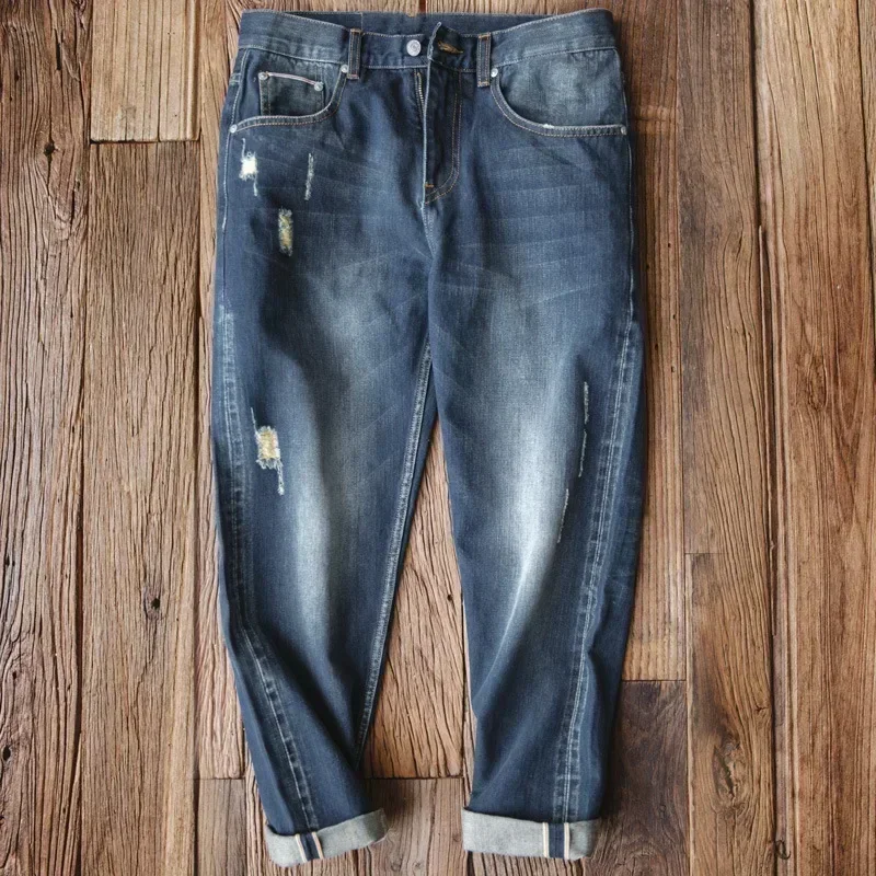American Fashionable Vintage Ripped Washed Jeans for Men, Straight-leg Distressed Casual All-match Cropped Pants in Autumn
American Fashionable Vintage Ripped Washed Jeans for Men, Straight-leg Distressed Casual All-match Cropped Pants in Autumn