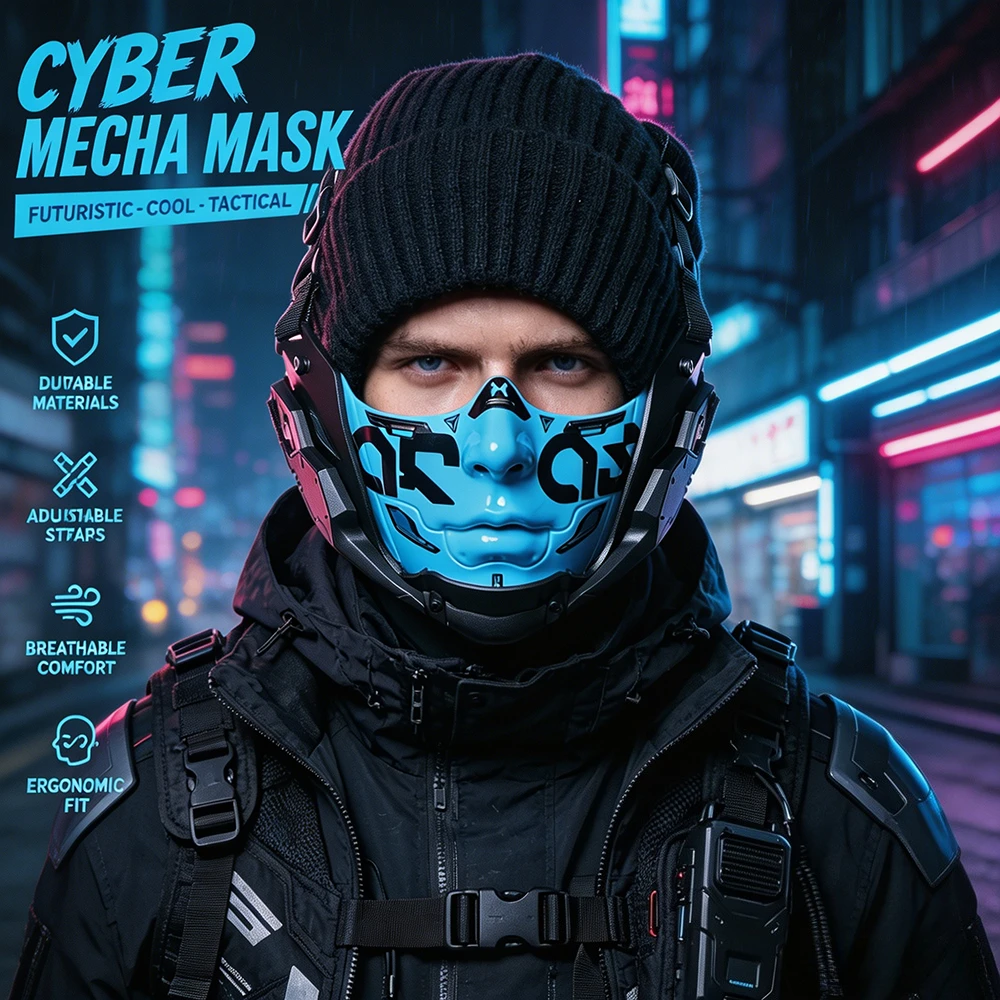 JAUPTO Mecha Themed Cyberpunk Half Face Mask Comfortable Wear For Cosplay Tactical Outdoor Streetwear
JAUPTO Mecha Themed Cyberpunk Half Face Mask Comfortable Wear For Cosplay Tactical Outdoor Streetwear