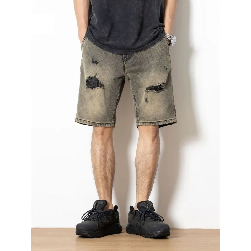 Mens Vintage Distressed Ripped Denim Shorts Loose Straight Knee Length Casual Jean Shorts
Mens Vintage Distressed Ripped Denim Shorts Loose Straight Knee Length Casual Jean Shorts