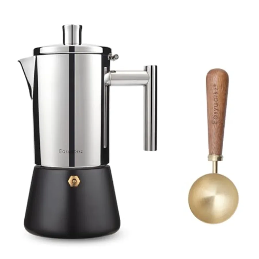 Diego Stovetop Espresso Maker Stainless Steel 6Cup 10 oz Moka Pot Bundled Retro Stainless Steel Coffee Spoon With Black Walnut
Diego Stovetop Espresso Maker Stainless Steel 6Cup 10 oz Moka Pot Bundled Retro Stainless Steel Coffee Spoon With Black Walnut