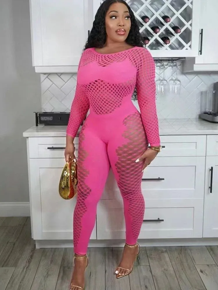 Pure Color Long Sleeve Hollow out Jumpsuit Women's Sexy Style Casual Straight Leg Pants Polyester Fiber Non Ironing
Pure Color Long Sleeve Hollow out Jumpsuit Women's Sexy Style Casual Straight Leg Pants Polyester Fiber Non Ironing