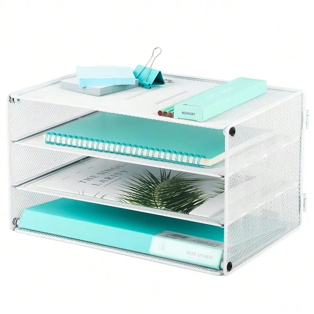 3 Tier Mesh Desk Organizer Tray, File Paper Letter Folder Holder Desktop Paper Sorter Mail Organization Rack Storage Accessories, For Office Home Schoolsss Classroom, Black
3 Tier Mesh Desk Organizer Tray, File Paper Letter Folder Holder Desktop Paper Sorter Mail Organization Rack Storage Accessories, For Office Home Schoolsss Classroom, Black