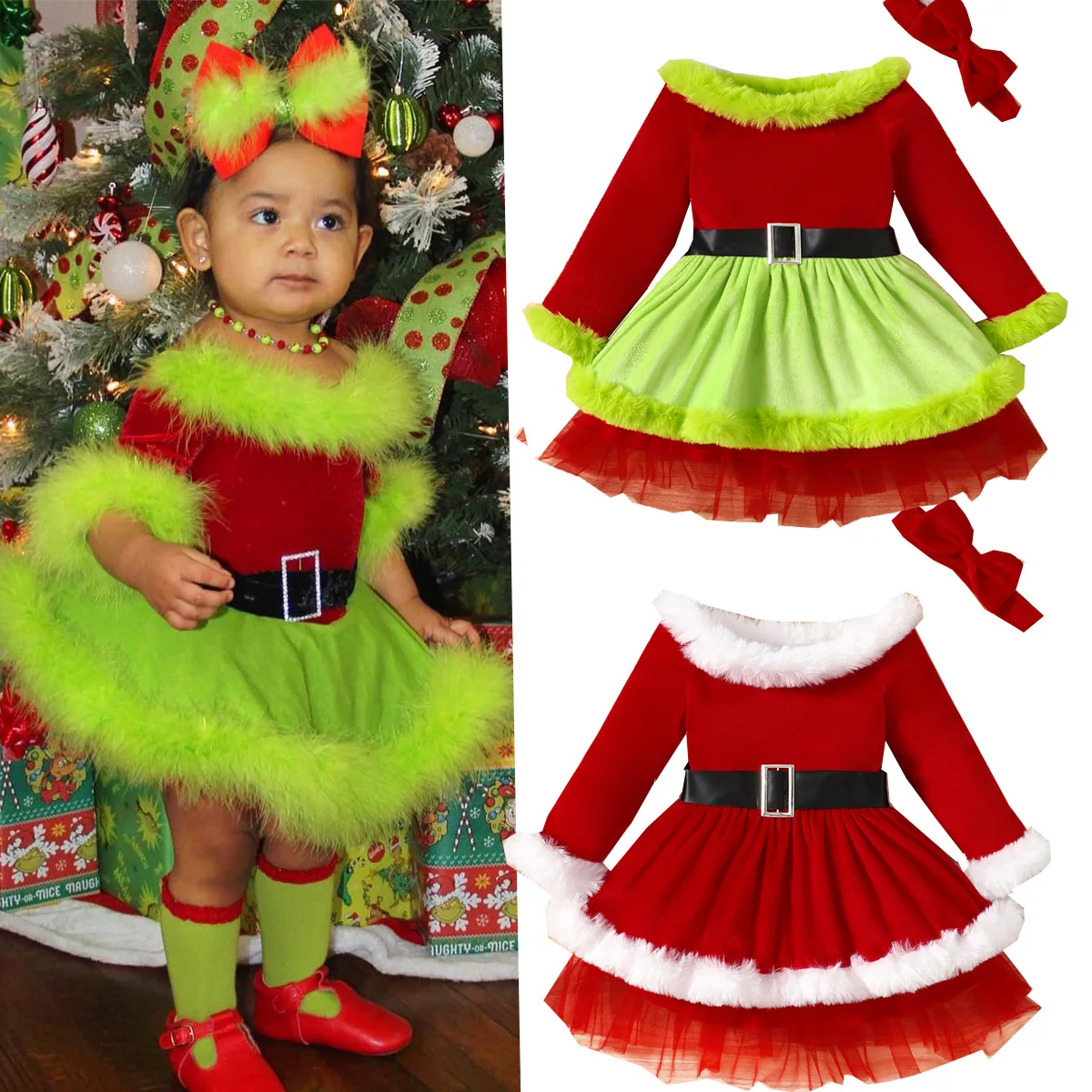 Christmas Kids Girl Dress Off Shoulder Velvet Tulle Tutu Skirt Santa Costume Set Headband Festive Holiday Party Outfit
Christmas Kids Girl Dress Off Shoulder Velvet Tulle Tutu Skirt Santa Costume Set Headband Festive Holiday Party Outfit