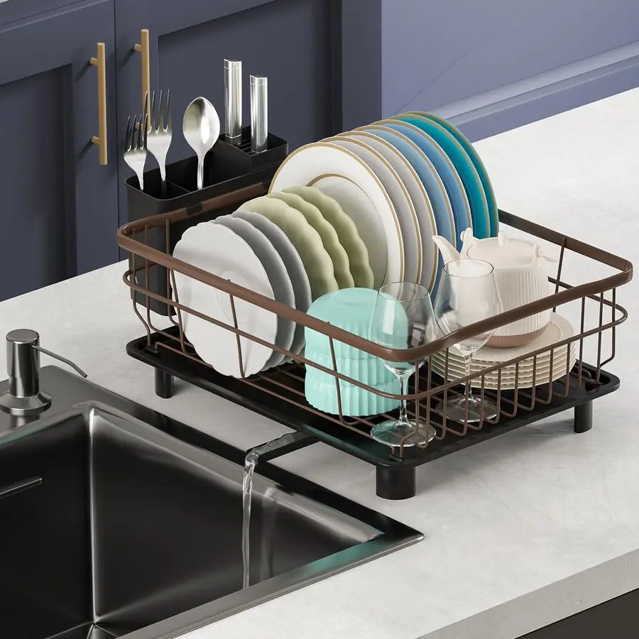 Dish Drying Rack with Drainboard Dish Drainers for Kitchen Counter Extendable Spout Strainers with Utensil Holder and Knife Slot
Dish Drying Rack with Drainboard Dish Drainers for Kitchen Counter Extendable Spout Strainers with Utensil Holder and Knife Slot