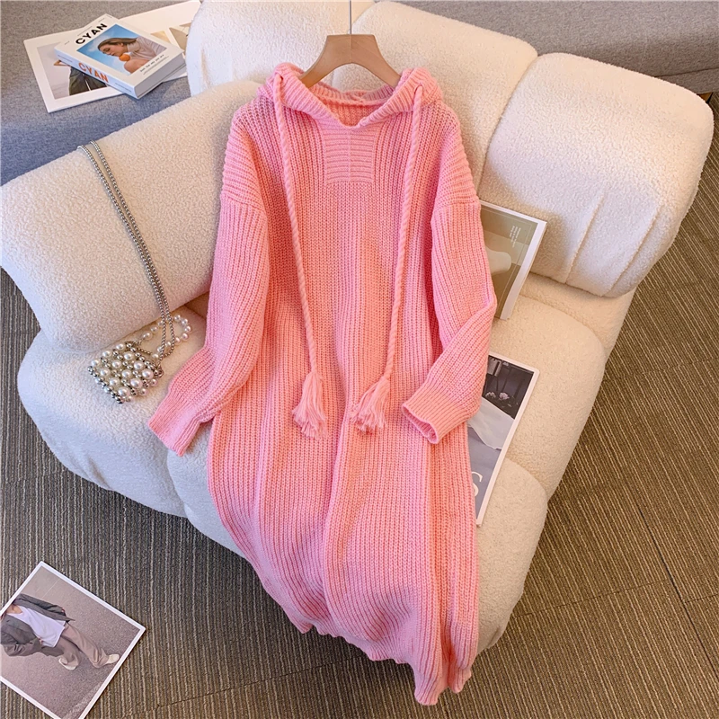 Fall Winter Knitting Dress French Style Solid Color Hooded Drawstring Simple Loose Mid-Length Casual Knitted Dresses for Ladies
Fall Winter Knitting Dress French Style Solid Color Hooded Drawstring Simple Loose Mid-Length Casual Knitted Dresses for Ladies