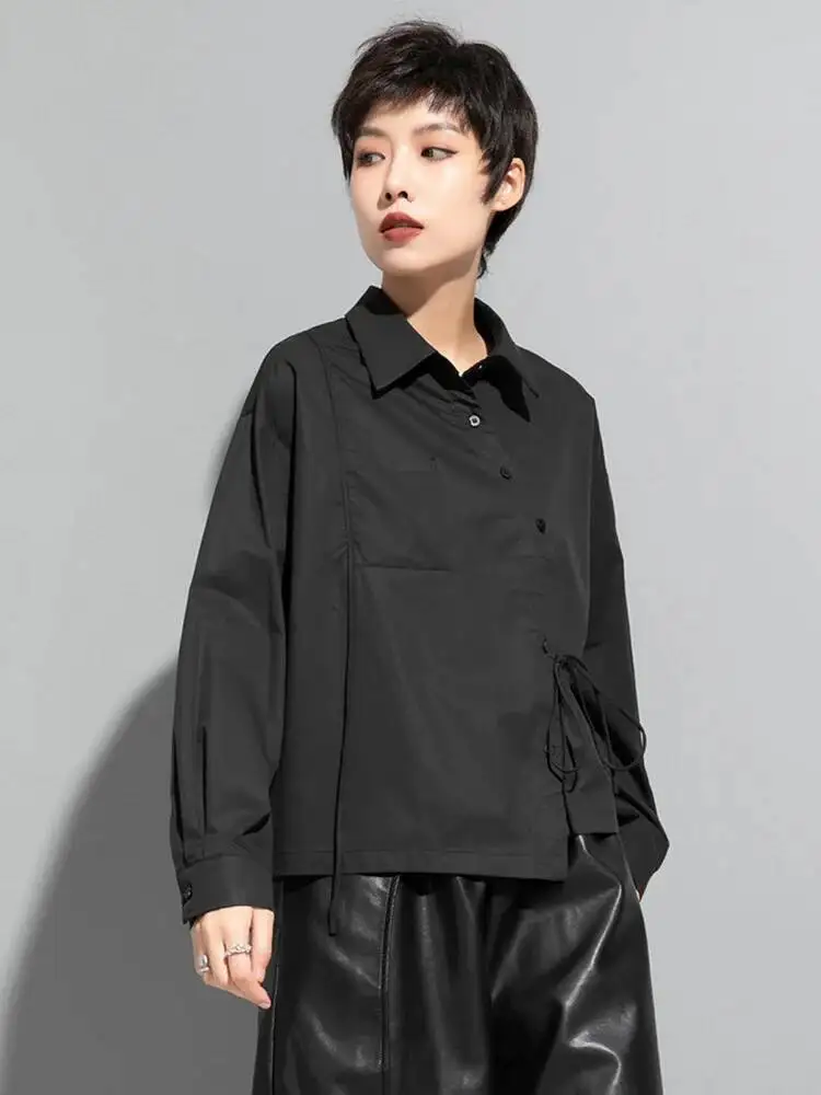 Bandage Women Black Big Size Long Blouse New Lapel Long Sleeve Loose Fit Shirt Fashion Spring Autumn 2026 BIP9
Bandage Women Black Big Size Long Blouse New Lapel Long Sleeve Loose Fit Shirt Fashion Spring Autumn 2026 BIP9