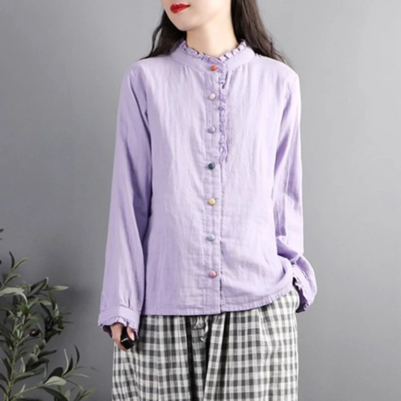 100% Cotton Women Long Sleeve Shirt New 2025 Autumn Vintage Style Stand Collar Solid Color Female Casual Tops Shirts M1766
100% Cotton Women Long Sleeve Shirt New 2025 Autumn Vintage Style Stand Collar Solid Color Female Casual Tops Shirts M1766