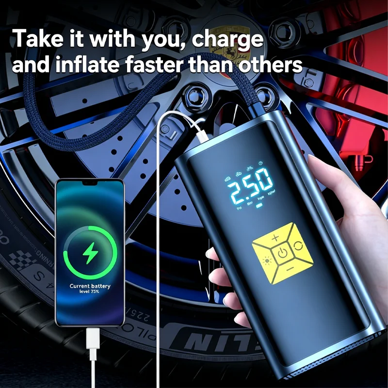 Multifunctional Wireless Portable Tire Air Pump Digital Tire Inflator Air Compressor for Car Motorcycle Bicycle Ball Inflatables
Multifunctional Wireless Portable Tire Air Pump Digital Tire Inflator Air Compressor for Car Motorcycle Bicycle Ball Inflatables