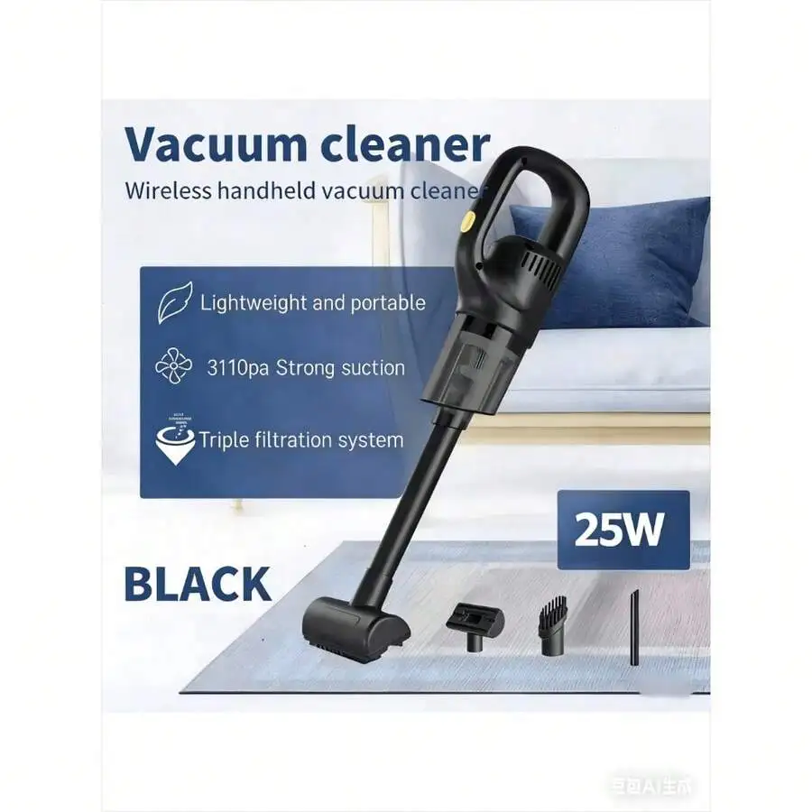 Wireless Handheld Vacuum Cleaner 3110Pa Strong Suction Triple Filtration 25W Lightweight Portable For Home Car Office
Wireless Handheld Vacuum Cleaner 3110Pa Strong Suction Triple Filtration 25W Lightweight Portable For Home Car Office