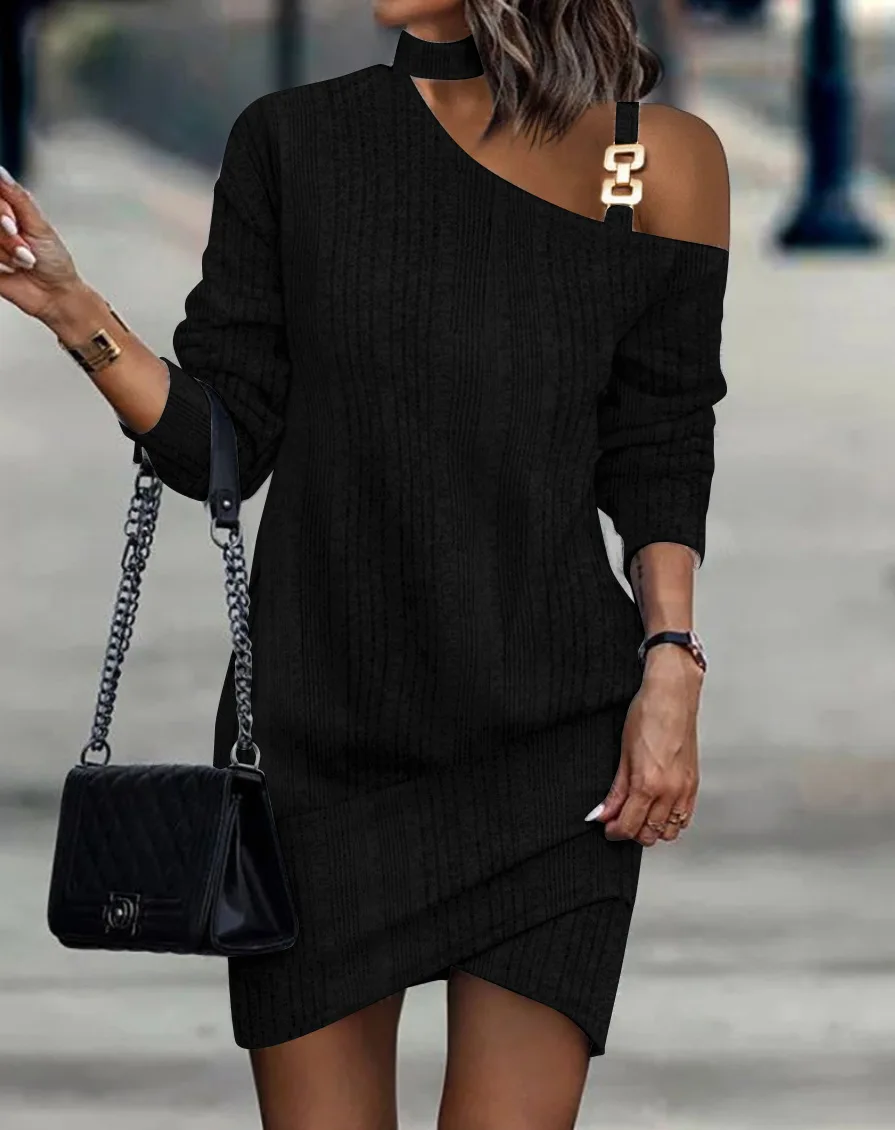 Women's Autumn and Winter Long Sleeved Chain Neck Hanging Solid Color Button Up Dress Casual Skirts for Women
Women's Autumn and Winter Long Sleeved Chain Neck Hanging Solid Color Button Up Dress Casual Skirts for Women