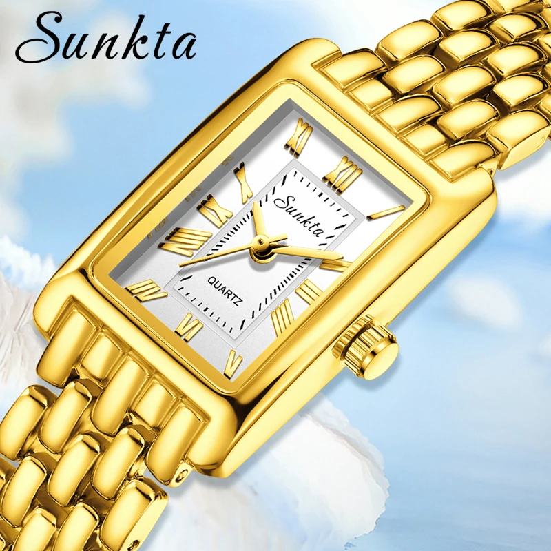 SUNKTA New Creative Square Watch for Women Gold Stainless Steel Elegant Bracelet Ladies Wristwatch Waterproof Quartz Watch Femme
SUNKTA New Creative Square Watch for Women Gold Stainless Steel Elegant Bracelet Ladies Wristwatch Waterproof Quartz Watch Femme
