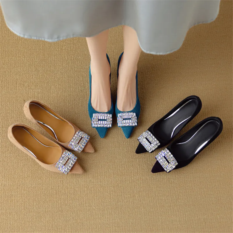 New Spring/Summer Sheep Suede Women Pumps Shoes for Women Fashion Rhinestone Pointed Toe Shoes High Heels Office Women's Shoes
New Spring/Summer Sheep Suede Women Pumps Shoes for Women Fashion Rhinestone Pointed Toe Shoes High Heels Office Women's Shoes