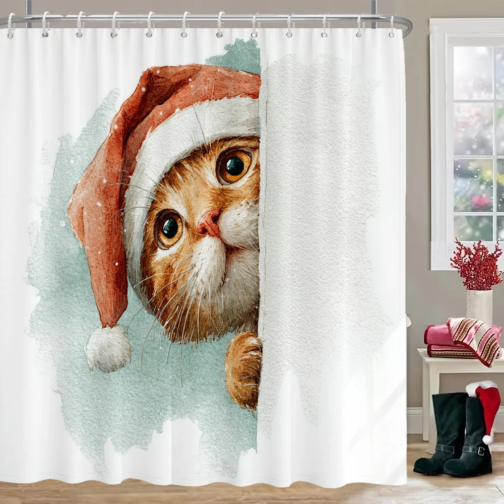 Interesting cat and dog Christmas Shower Curtain, Bathroom Decorative Shower Curtain, Waterproof Shower Curtain with Hooks 
Interesting cat and dog Christmas Shower Curtain, Bathroom Decorative Shower Curtain, Waterproof Shower Curtain with Hooks